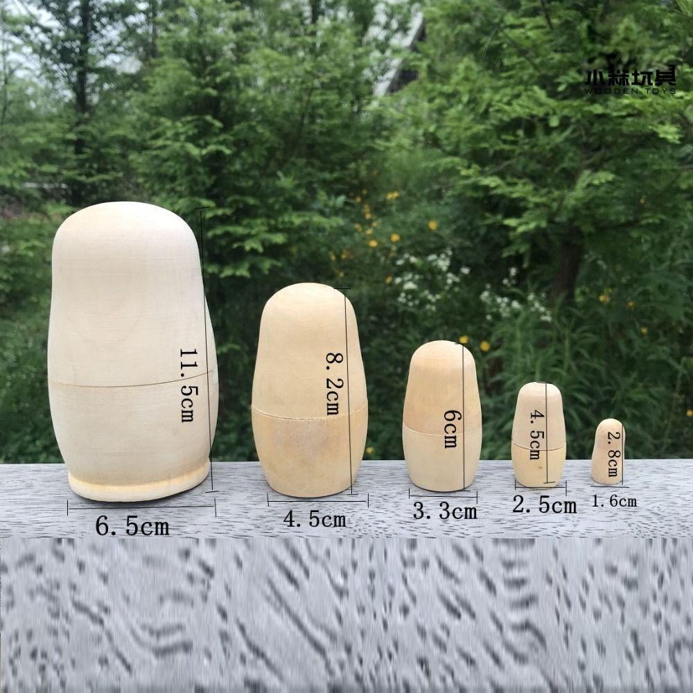 DIY Boys Girls Gifts Unpainted Russian Nesting Dolls Blank Wooden Embryos Matryoshka Toy Doll