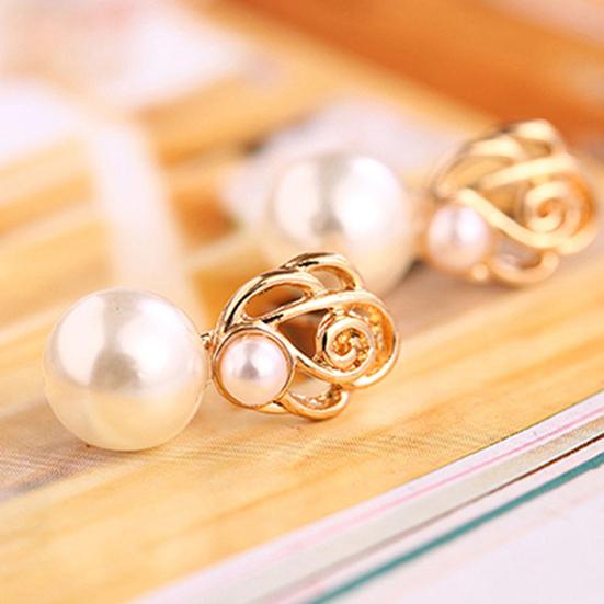 Women Faux Pearl Ear Studs Earrings Wedding Party Bride Ear Jewelry