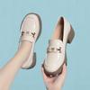 Fashion Platform Loafers New Women's Shoes Soft Leather Thick Heels British Small Round Toe Metal Decoration White Black Leather Shoes