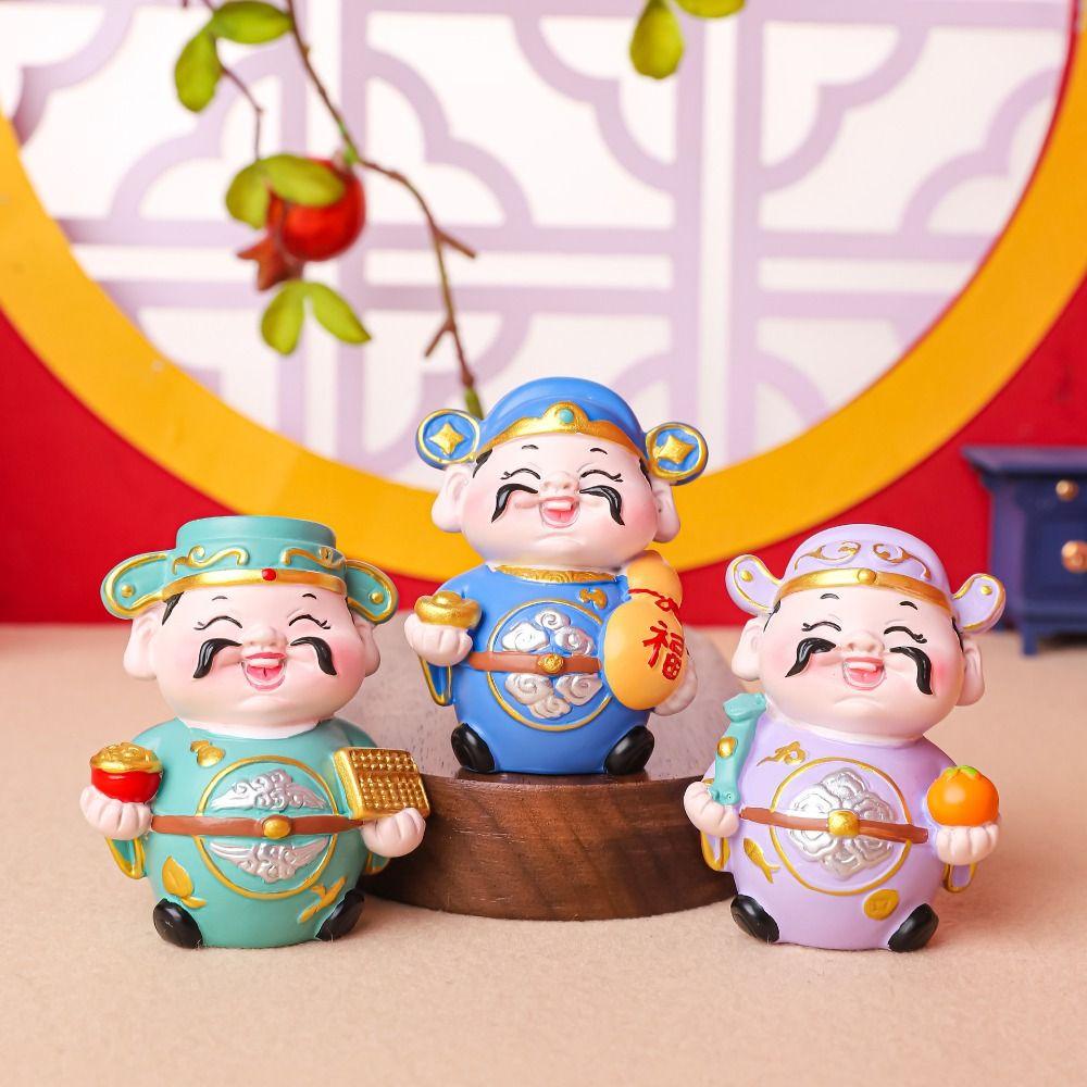 Cute Lucky New Year Statue Fortune Chinese God Statue New Year Decoration Gifts