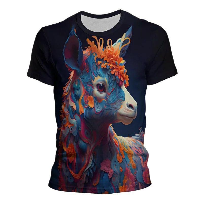 Забавные животные граффити арт графика 3D-принт топ с коротким рукавом хип-хоп круглый вырез короткий рукав мужские футболки