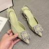 Summer Pointed Heel Sandals Shoes Closed Toe Suit Female Beige Shallow Mouth High Stiletto Black Comfort Rhinestone