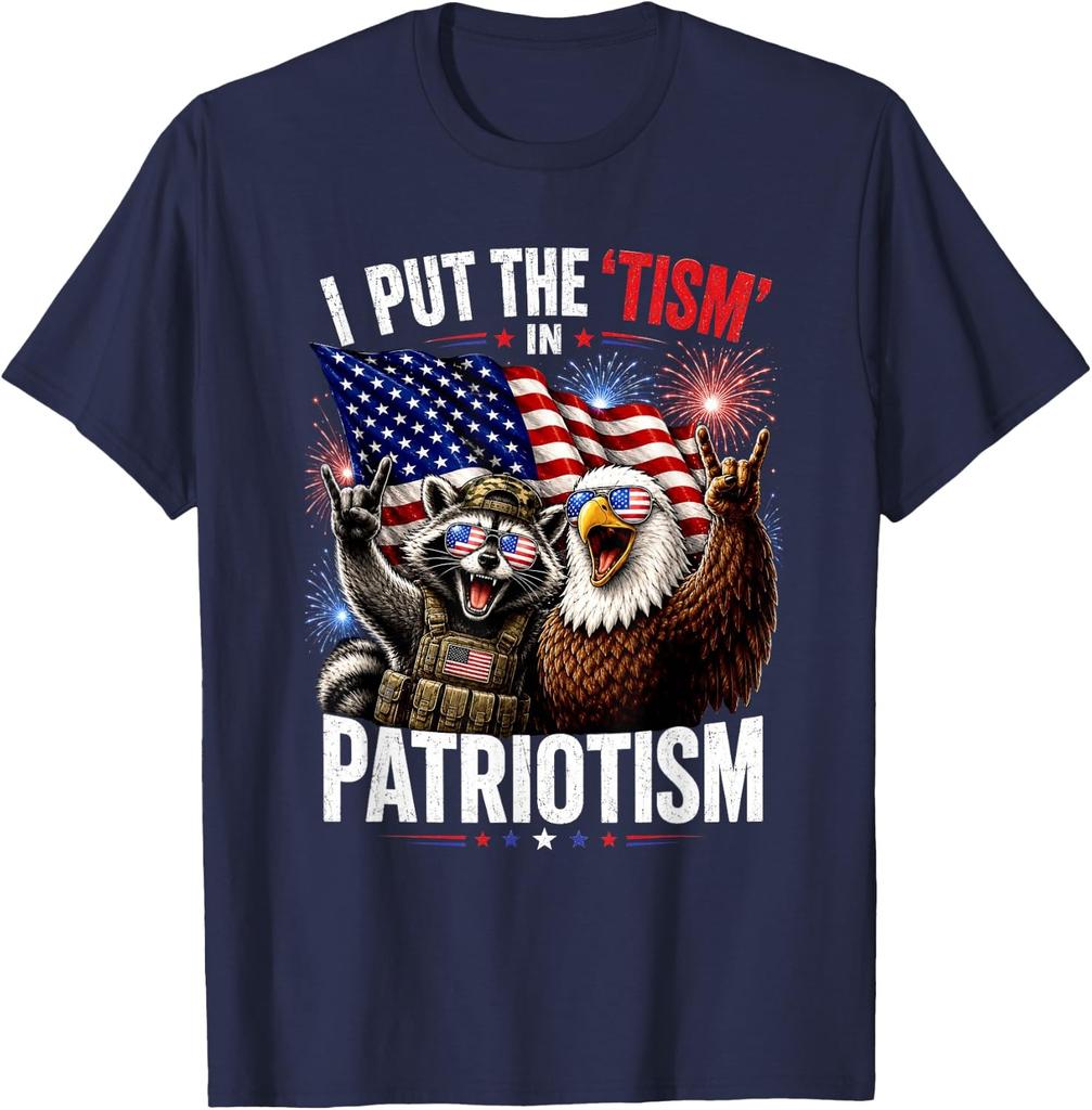I Put the Tism in Patriotism Funny 4th of July America USA Unisex T-Shirt