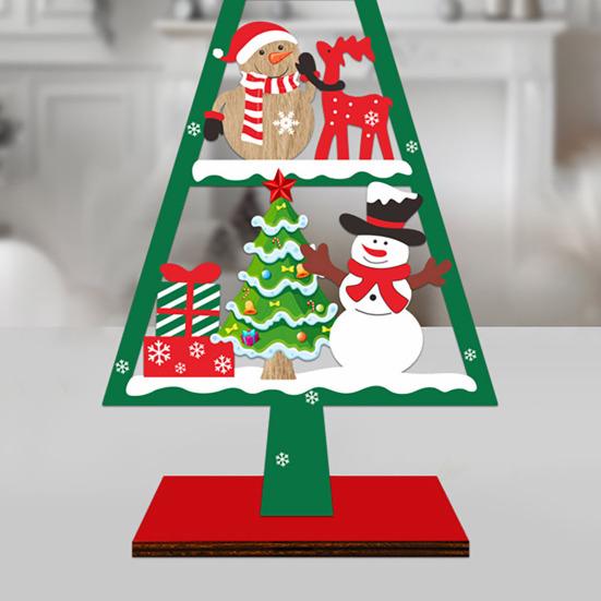 Christmas Ornament Santa Claus Snowman Elk Wooden Tree Desktop Decoration Festive Atmosphere Party Decor