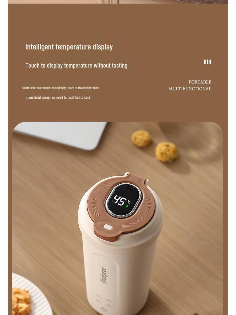 Портативный мини умный электрочайник и термокружка с USB-зарядкой для путешествий.