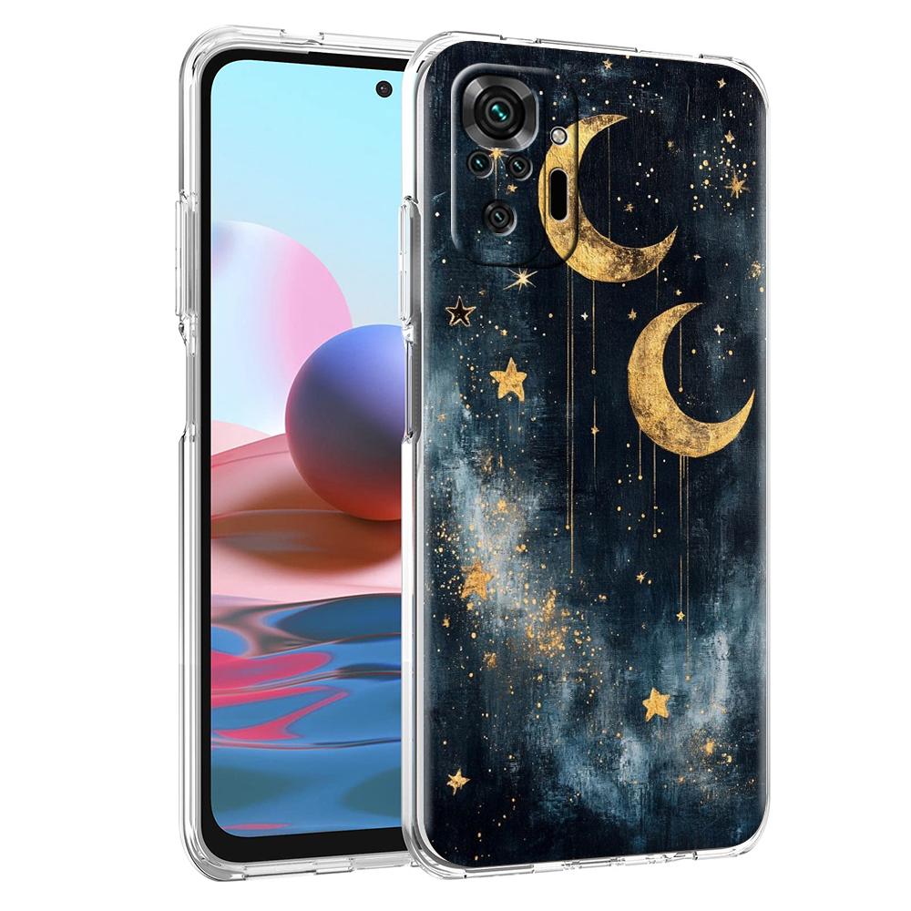 Прозрачный чехол для телефона для Redmi 14C 13C 10C 10 9 Note 13 12 11 K50 K40 Plus Pro 4G 5G Мягкий ТПУ Модный Рисунок Звездное Небо Звезды