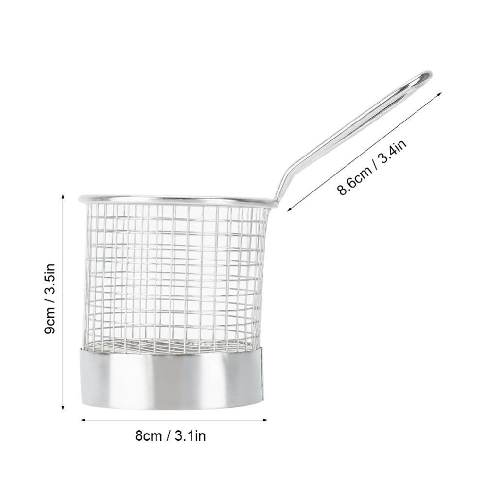 Stainless Steel French Fry Basket Round Shape Fries Holder Deep Fry Basket Coffee Shop