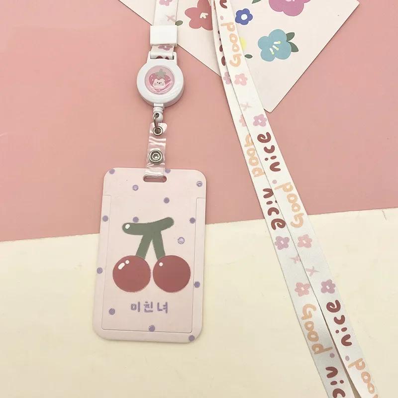 Ins держатель для карточек с героями мультфильмов студенческий кампус подвесная сумка на шею шнурок для удостоверения личности защитный чехол для защиты от потери чехол для карты подарки