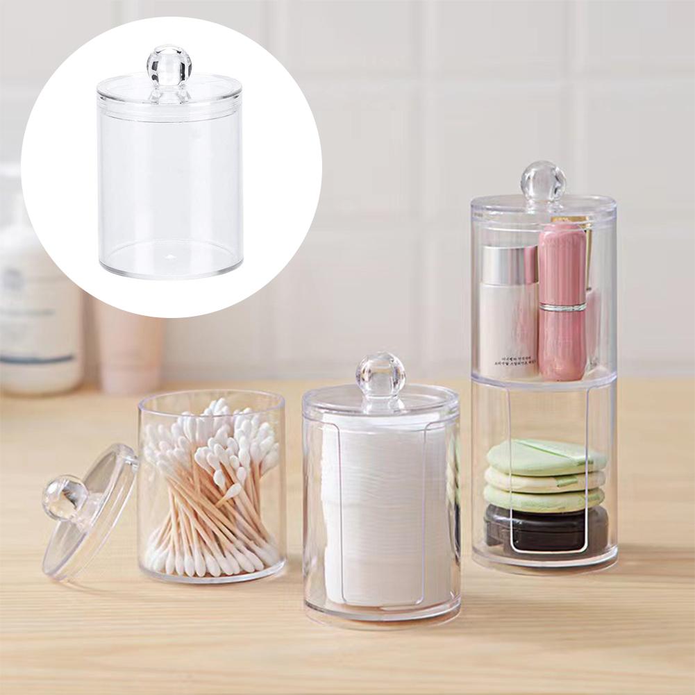 Acrylic Circular Cotton Swab Box Bathroom Basin Makeup Organizer Box Combination Small Objects T8Y4