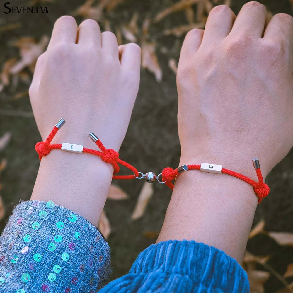 Simple Men Women Friendship Gifts Braided Rope Magnet Bracelet Fashion Jewelry Couple Bracelets