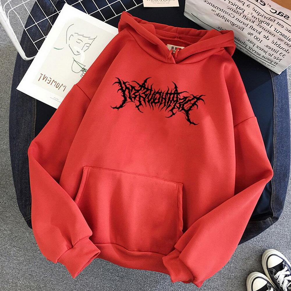 Пары Корейский стиль печати с капюшоном дамы свободный плюш с капюшоном женский пуловер с длинным рукавом толстовка осень и зима