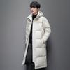 Пара длинных черных, белых пуховых хлопковых курток, зима-осень, утепленная теплая женская пуховая куртка, длинное свободное мужское пуховое пальто
