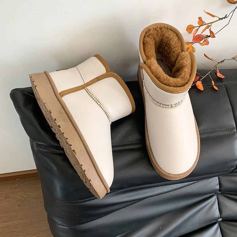 2024 зима новые хлопковые ботинки женские теплые ботинки кожаная поверхность хлопок утолщенный теплый уличный бархат зимние ботинки женские