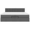 Ottoman Bed with Mattress Dark Grey 200x200 cm Fabric