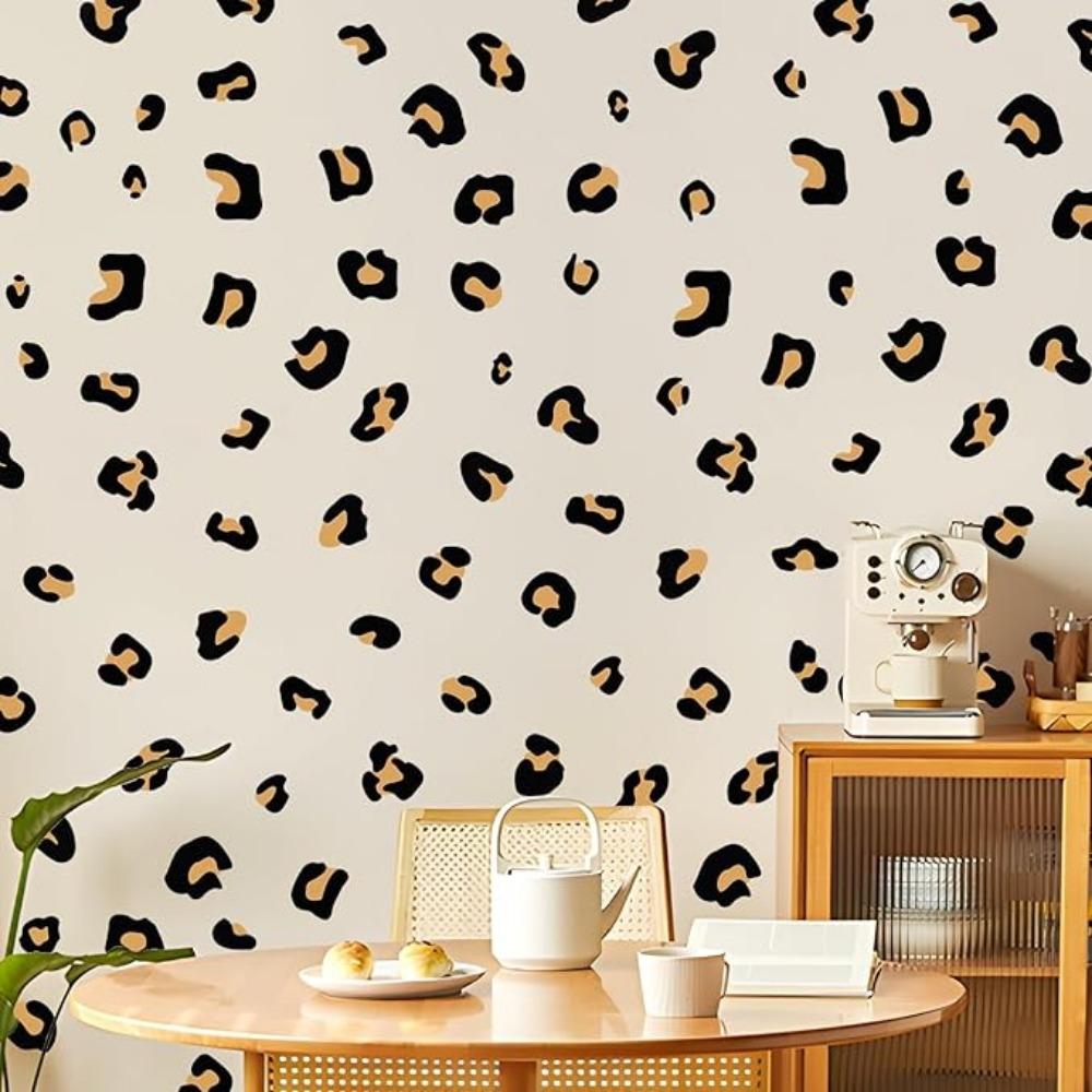 10 листов настенных наклеек с леопардовым принтом, настенные наклейки с черным леопардовым принтом, виниловые обои для самостоятельного снятия обоев и приклеивания для спальни, детской комнаты, украшения дома