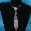 Long Tassel Bow Tie Necklace Sparkling Rhinestone Necklace