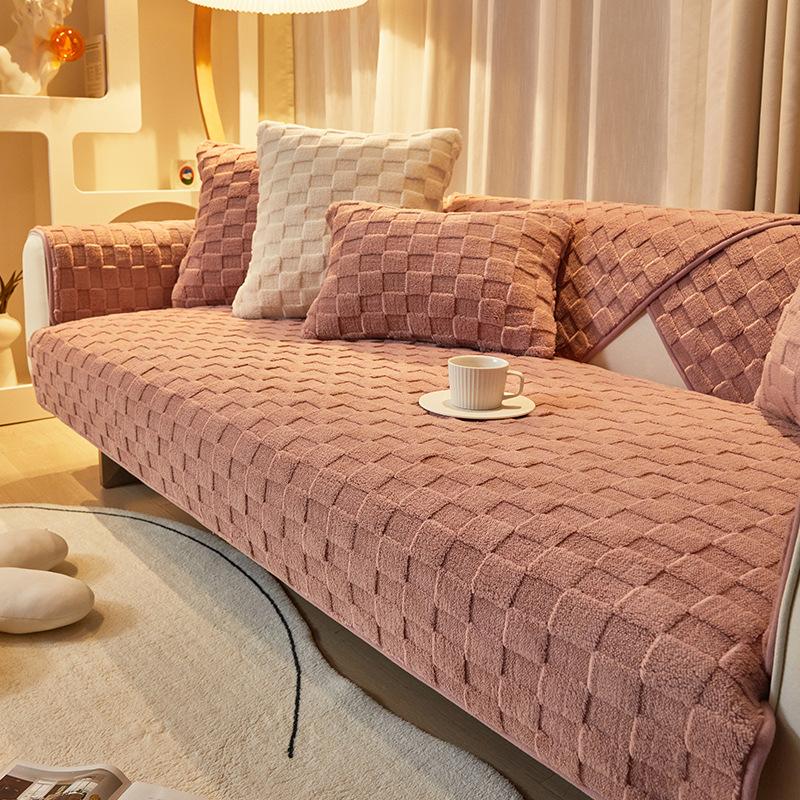 Зимний плюшевый утолщенный коврик для дивана, новый противоскользящий универсальный чехол для дивана на четыре сезона, современный минималистичный универсальный чехол для сиденья «все включено»