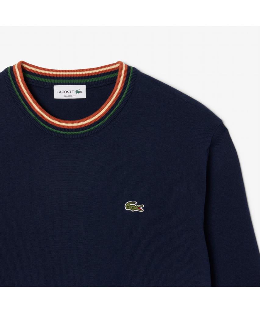 Мужской хлопковый джемпер LACOSTE с контрастной отделкой, круглый вырез Ah5158-55N 6P4