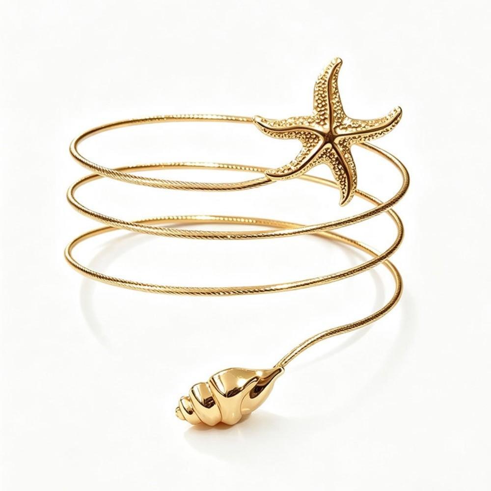 Starfish Upper Arm Cuff Bracelet Gold Color Spiral Arm Bracelet Vintage Cuff Arm Ring Gifts
