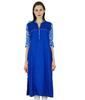 Women Chic Long Custom Kurta Kurti Ethnic Indian Tunic 3 4 Sleeve