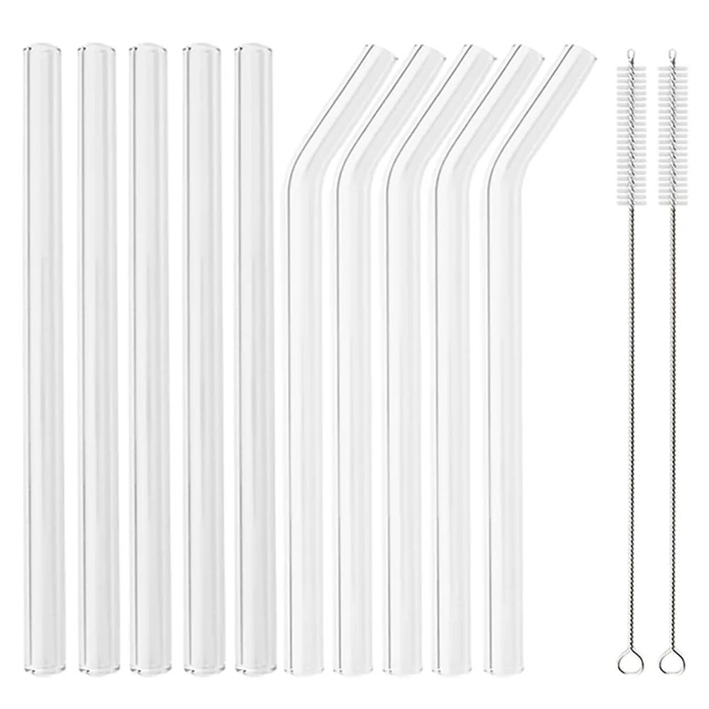 10 шт. многоразовых соломинок для питья 12 мм стеклянные соломинки экологически чистые соломинки из боросиликатного стекла цветная трубка для вечеринок бар посуда для напитков