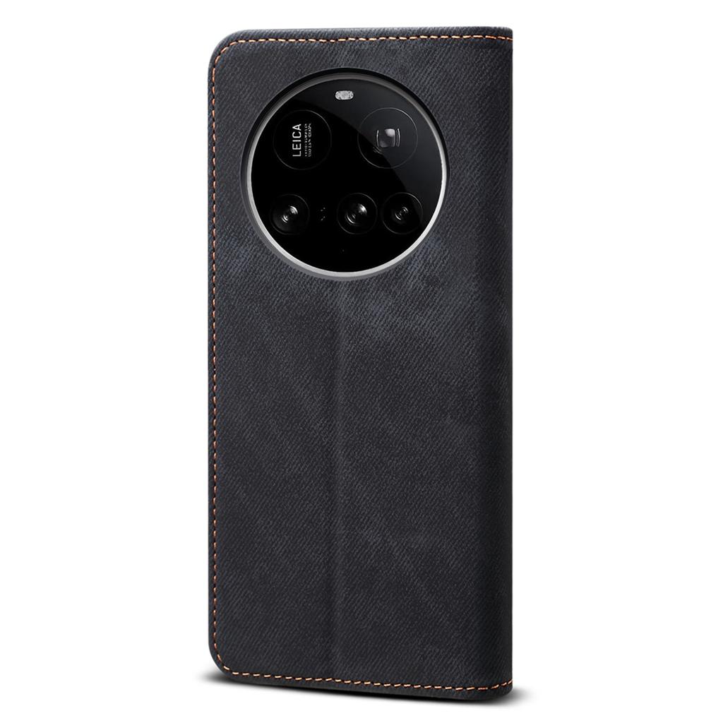 For Xiaomi 15 Ultra Case Jeans Cloth Texture Anti-Scratch Leather Stand Phone Cover