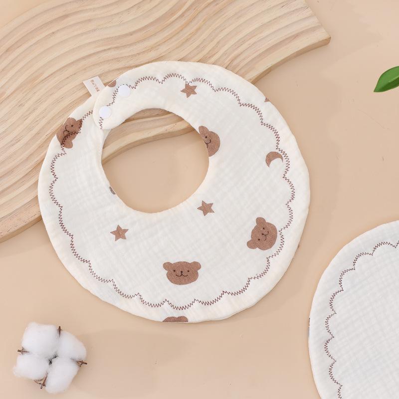 Хлопковый детский слюнявчик с вращением на 360° - Абсорбирующее круглое полотенце для слюны