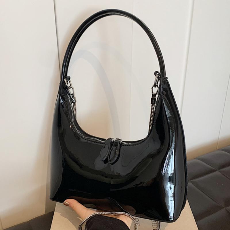 Роскошная лакированная сумка-хобо из искусственной кожи для женщин, шикарные сумки-мессенджеры с цепочкой для женщин, красный клатч для вечеринки под мышкой