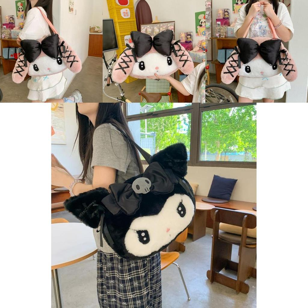 Мультяшная плюшевая сумка через плечо Sanrio Kuromi My Melody большой вместимости для повседневного использования