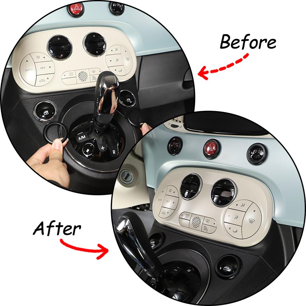Black Alloy Center Console Knob Ring trim for Fiat 500/Abbas 595 695 2010-22