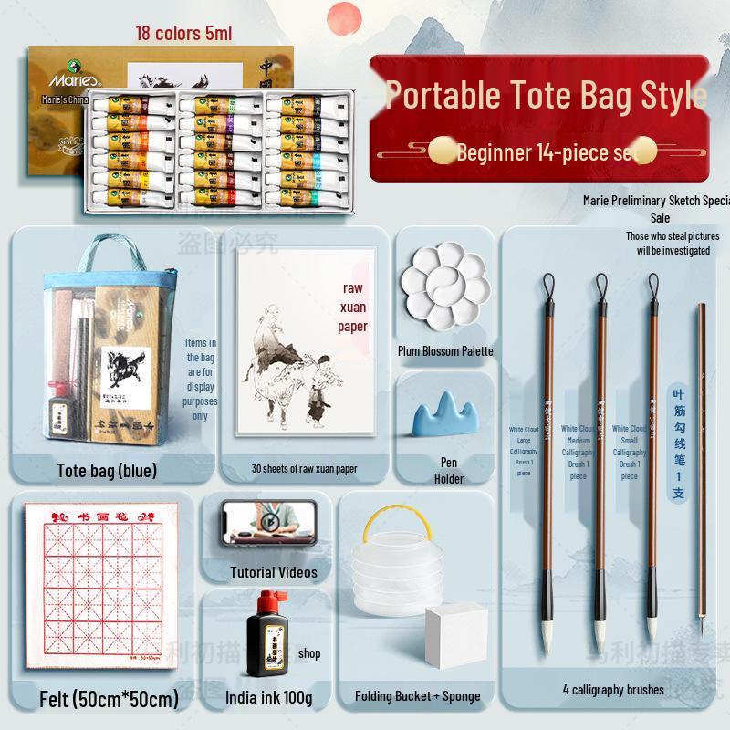 Набор Марии для начинающих из 12 цветов для детской живописи тушью с кистями