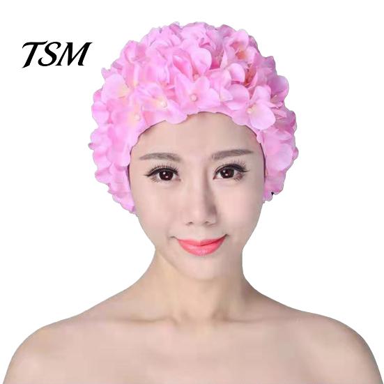 Flower Decor Beach Swimming Hat Soft Breathable Ear Anti-slip Protection Elastic Underwater Activity Women Diving Headwear Water Sports