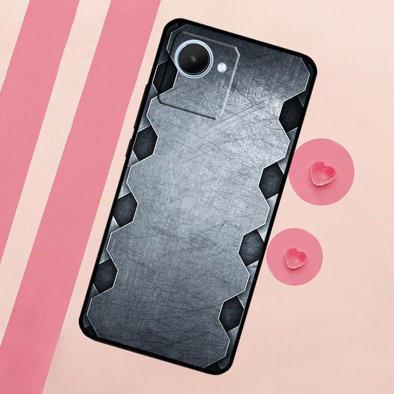 Металлический чехол с узором из стали и железа для Realme C53 C55 C35 C33 C31 C30 C25s C21Y C15 C11 GT Neo 5 3T 2T 9 10 11 Pro Plus