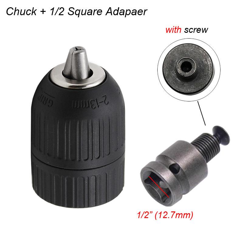 Патрон для сверления без ключа 2-13 мм, переходник с резьбой 1/2"-20UNF, быстросменный адаптер, шестигранный ударный гайковерт SDS 1/4", сверло