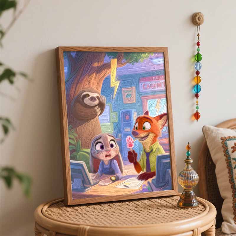 Disney Digital Oil Painting Art Kit Zootopia Office Scene Handmade Coloring Painting Home Decor