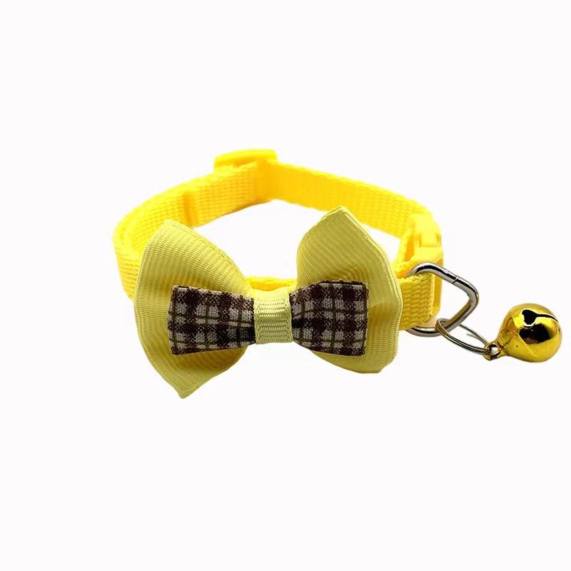 Ошейник с колокольчиком и клетчатым бантом для кошек и мелких пород