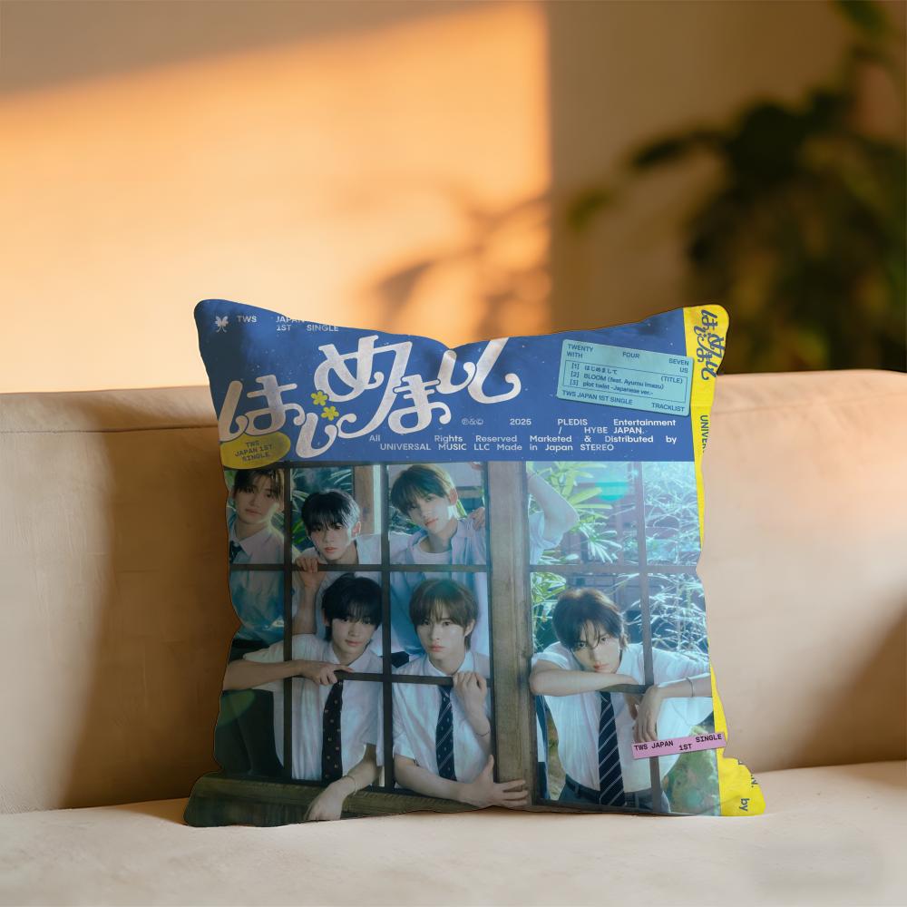 KPOP TWS Album Cushion Cover Cozy Velvet Throw PillowSoft Warm Cushion For Sofa  Bed