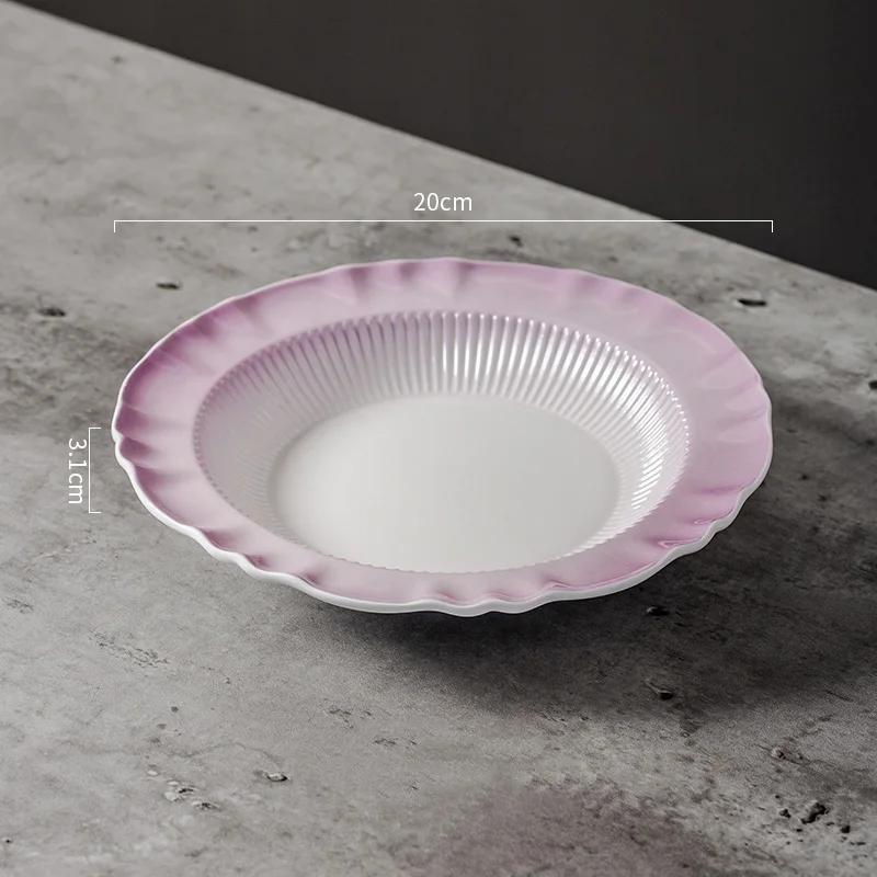 Легкая роскошная фиолетовая керамическая тарелка для изысканных блюд в ресторане высокого класса, рыбная тарелка, десертные тарелки для послеобеденного чая во французском стиле