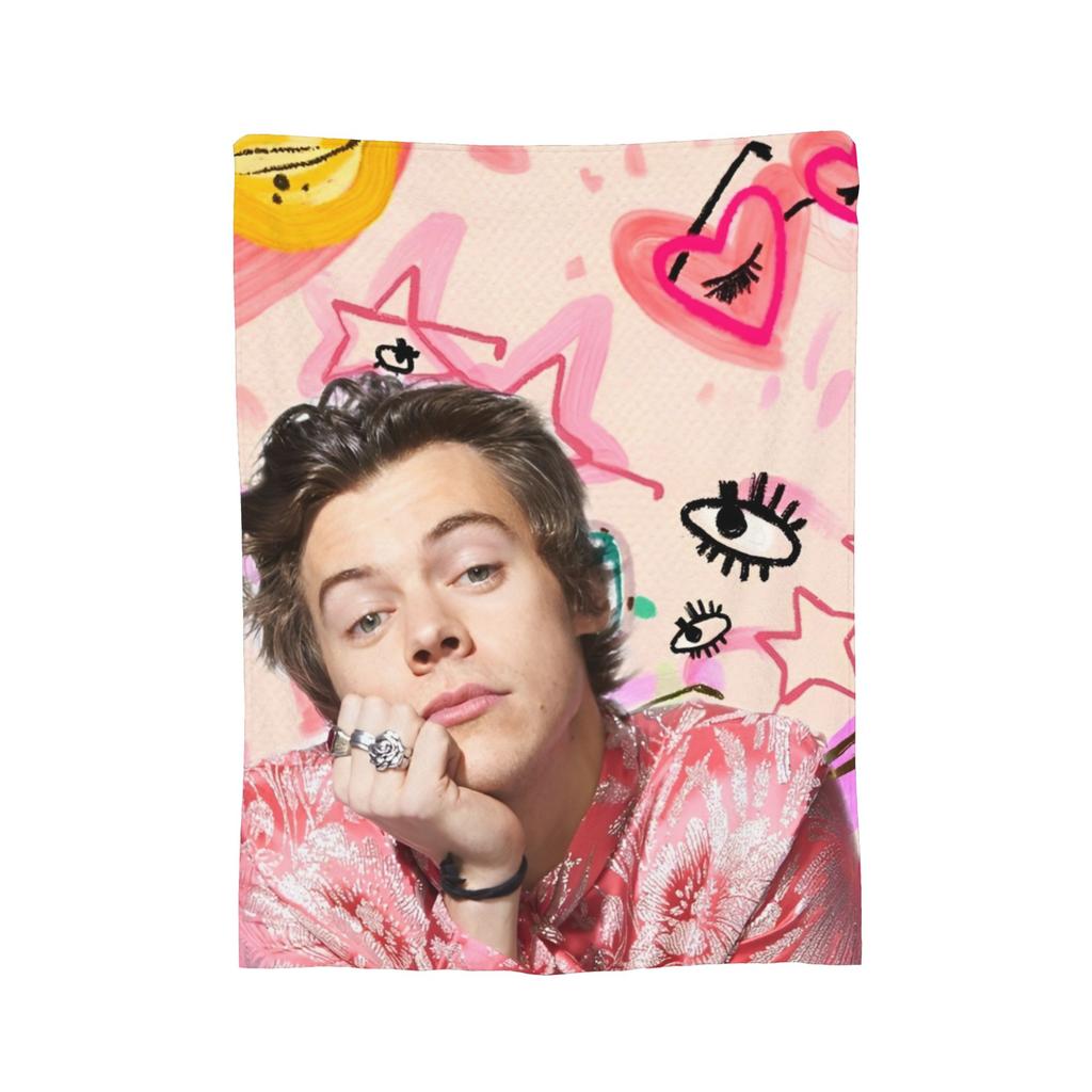 Плед Гарри Стайлс Коралловый Флис Плюшевый С Принтом Дышащий Легкий Тонкий Плед для Дома Дивана Покрывало