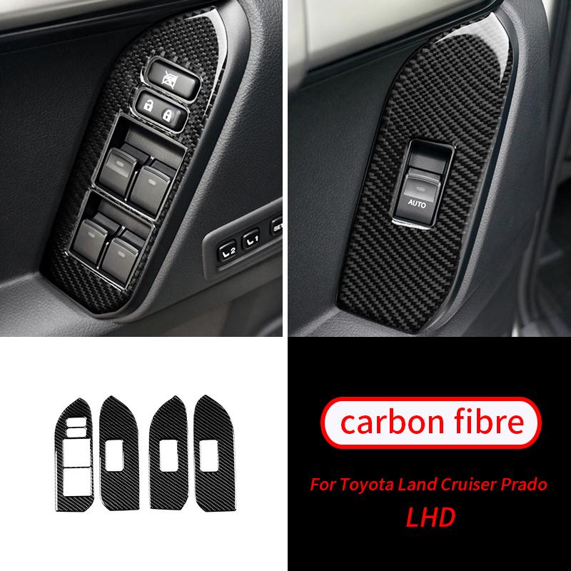 Для Toyota Land Cruiser Prado Gen Мягкий карбоновый рычаг переключения передач, панель управления стеклоподъемником, воздухозаборник, салон автомобиля