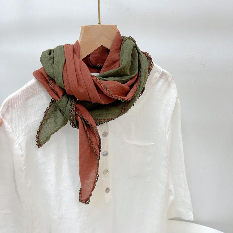 Two Color Diamond Scarf Versatile And Artistic Small Scarf For Neck Protection Autumn And Winter Warmth Diamond Neck Scarf