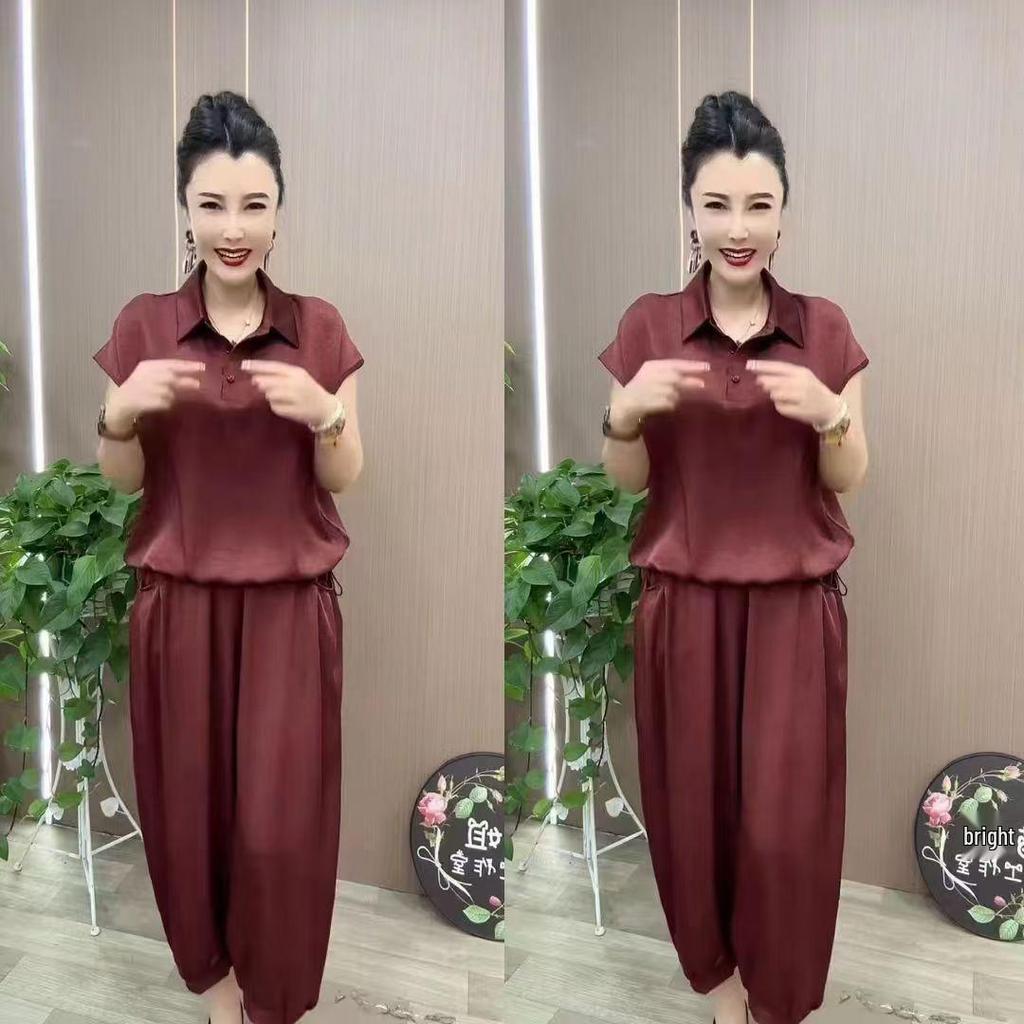 Age-Reducing Women's Summer Casual Solid Color Two-Piece Set