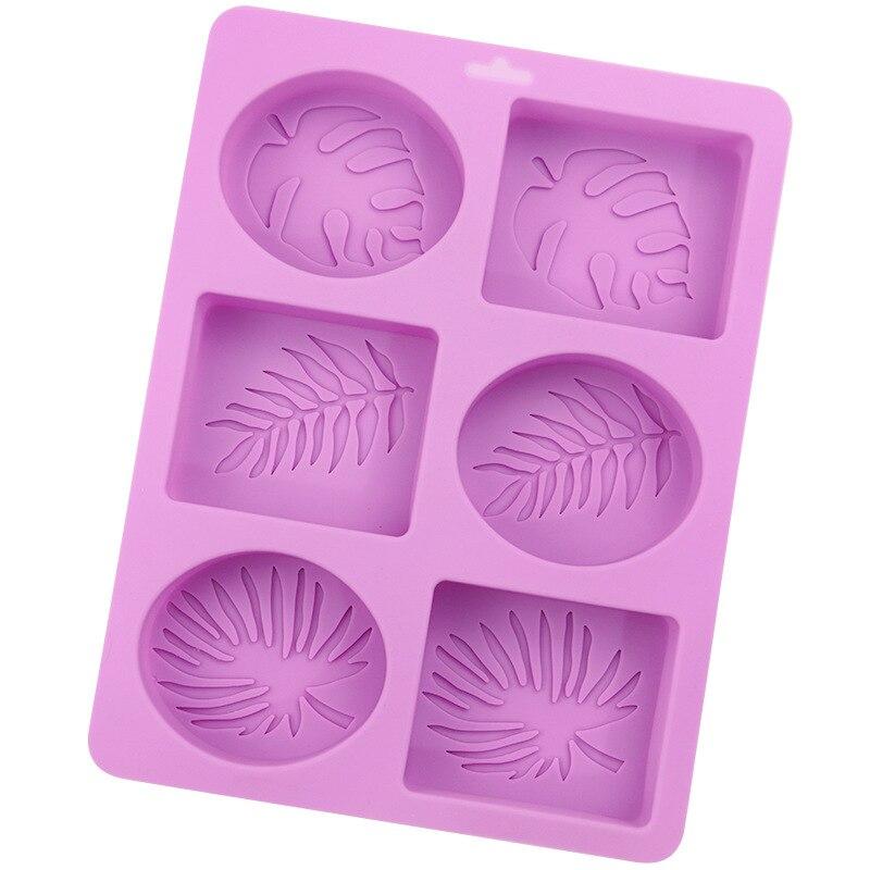 New 6 Grid Creative Silicone Cake Mold Square Oval Leaves Chocolate Mold Cold Powder Mold Handmade Soap Mold