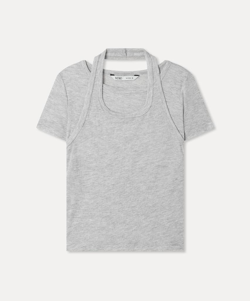 MIXXO Halter Neck See-Through Short Sleeve T-Shirt Re Lwg31Qa_Miwhwg54Qa
