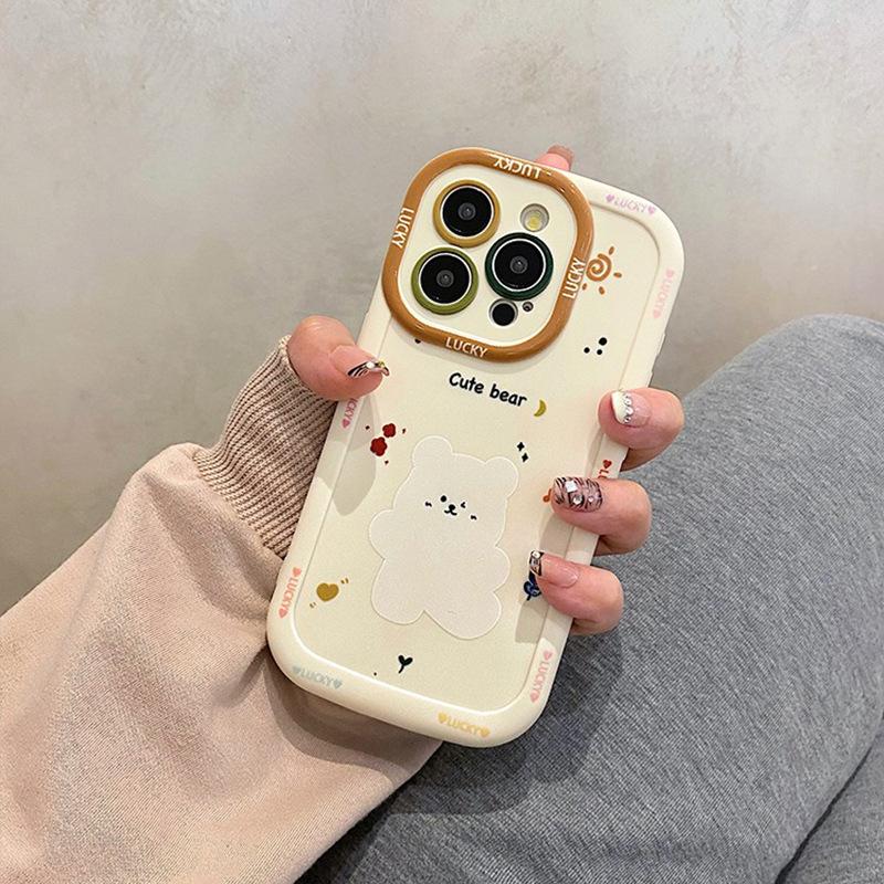 Cute Bear Suitable for Iphone16promax Mobile Phone Case 12 Apple 15plus Cartoon 13mini Anti-fall 14