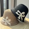 Летняя вышитая шляпа-ведро с бантом для отдыха на пляже, милый солнцезащитный козырек, складная соломенная шляпа