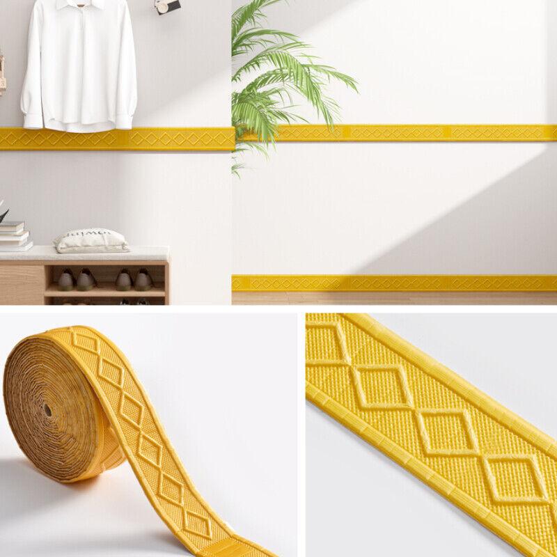 9.2M Self Adhesive Wall Skirting Border 3D Diamond Wallpaper Skirting Line Decor Waterproof Baseboard Wallpaper Sticker