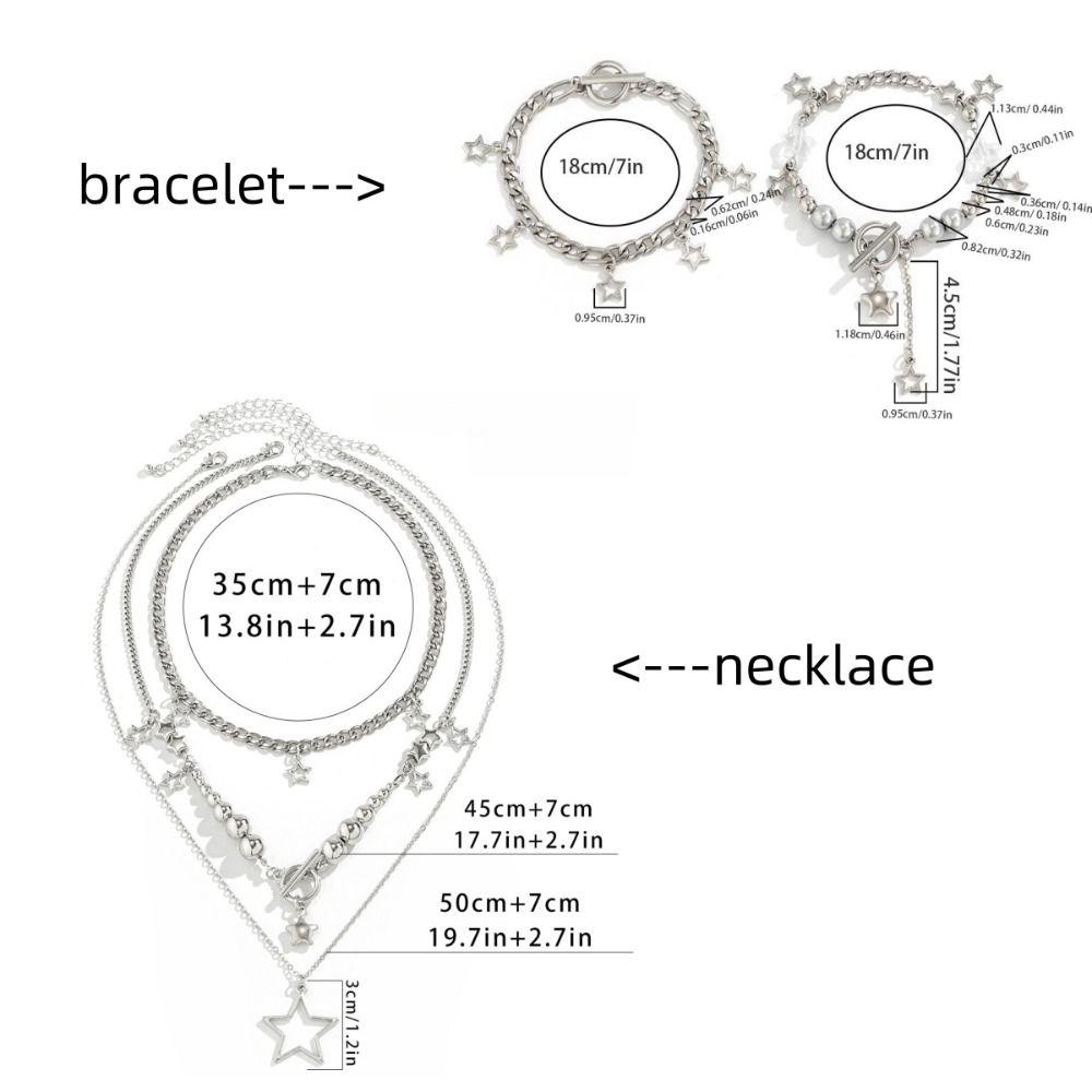 Крутое панк гот бусины ожерелье вырез многослойная звезда кулон ожерелье регулируемый чокер Y2K металлическое ожерелье вечеринка