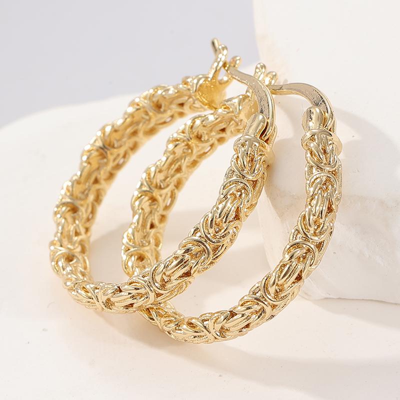Женские классические винтажные серьги-кольца в форме твиста, изысканные, с ручной резьбой, текстурированные, с золотым покрытием, аксессуары для вечеринок