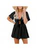 Women's Beach Jumpsuit Wide Leg V Neck Front Tie Summer Casual Romper